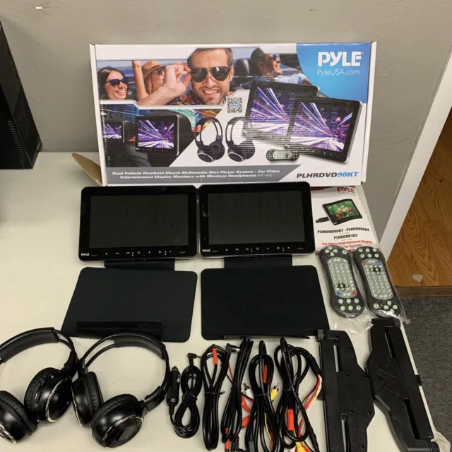 Pyle Dual Car Headrest Mount DVD Player System 9.4’’’ + Wireless Headphones
