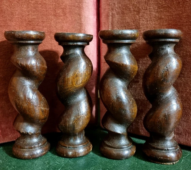 4 Barley twist turned spindle Column Antique french oak architectural salvage 4"