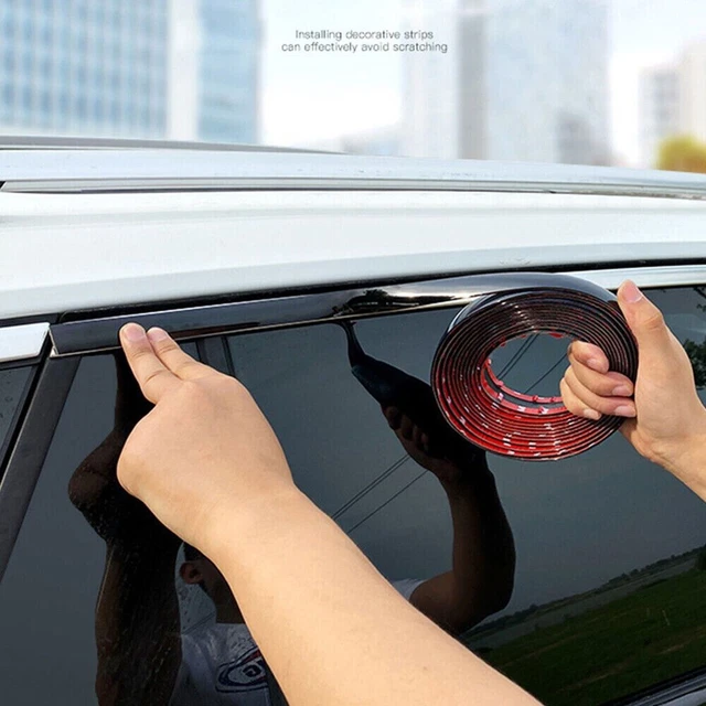 Car Side Door Black Chrome Strip Bumper High Quality Trim Tape Sticker 10mm