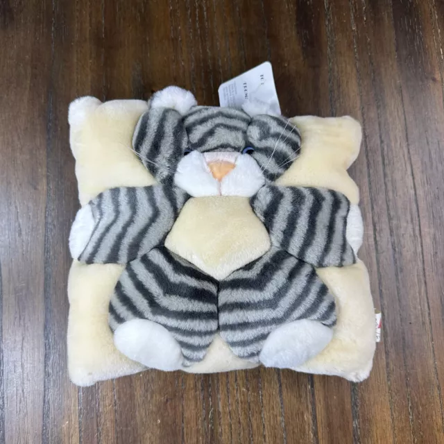 Vtg Cat Pillow TWIE Throw Couch Animal Cushion Gray Striped Kitten 1998 *READ