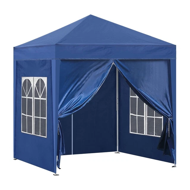 Falt Pavillon Blau Pavillion mit Seitenteilen Gartenzelt Dachmaß 2x2m 001bu