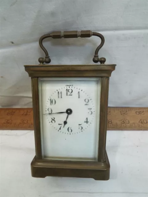 Victorian Brass Beveled Glass Carriage Clock Duverdrey Bloquel France Porcelain