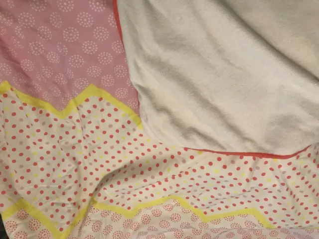 mothercare cot quilt pink fleece back 130cm x 110cm lemon polkadot VGC bed 3