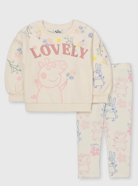 Peppa Pig Age 2-3 Years Cream Sweatshirt Jumper & Leggings Bottoms Outfit Set