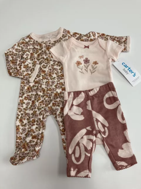 Preemie baby girl 3 pc Carter's footie,bodysuit,pant