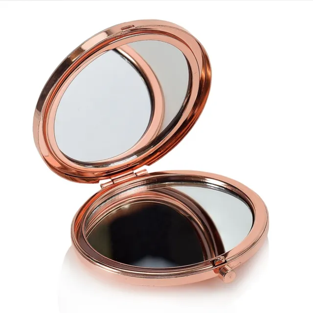 Rose Gold coloured Compact Mirror with Zoom & Normal Mirrors Engraved "Best Mum"