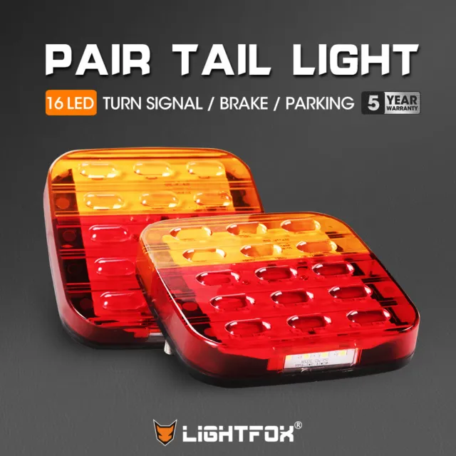 Lightfox 2x LED Trailer Tail Lights Stop Indicator Lamp Number Plate Light