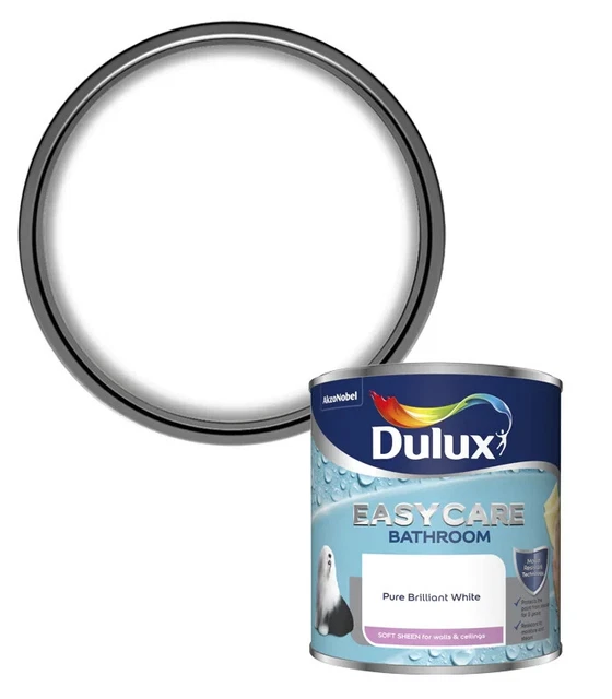 DULUX BATHROOM SOFT Sheen Emulsion Paint, Pure Brilliant White 1L £12