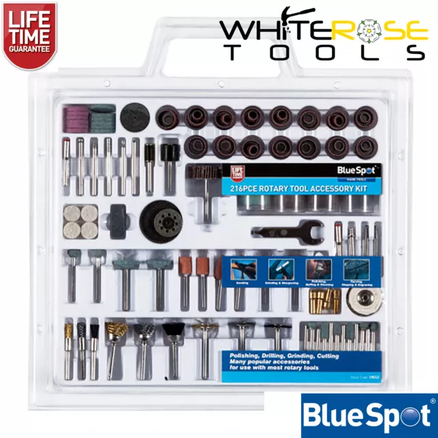 BlueSpot kit accessori utensili rotanti 216 pz levigatura rettifica rettifica adatto a Dremel