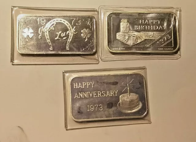 3  bar lot  - 1 oz .999 Silver Art Bars   MB05