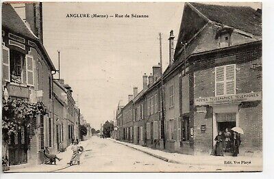 ANGLURE- Marne - CPA 51 - la rue de Sezanne - Bureau de Postes