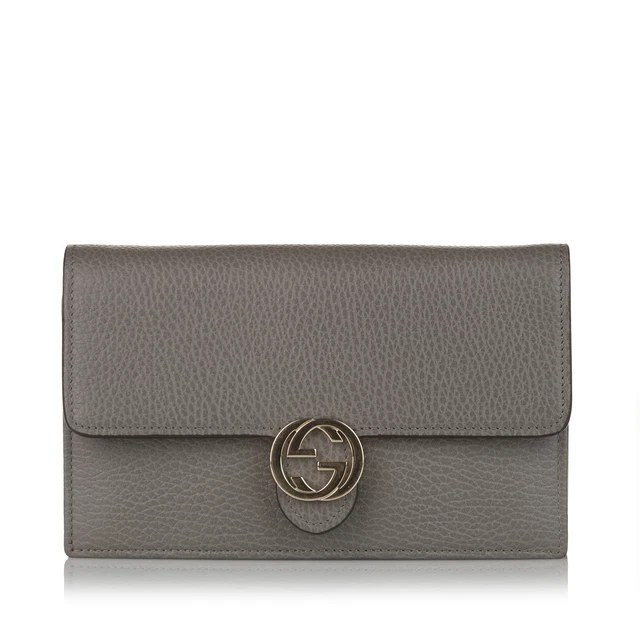Authenticated Gucci Interlocking G Wallet On Chain 4 Gray