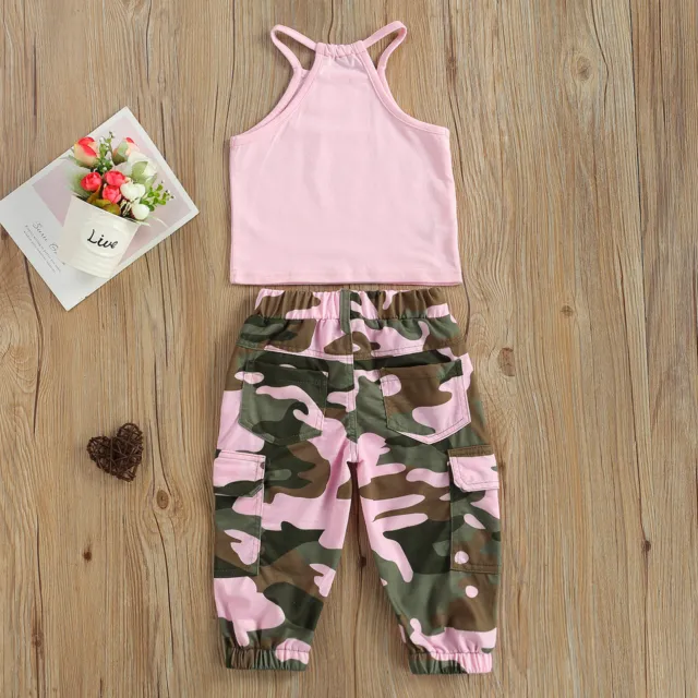 Toddler Kids Baby Girl Clothes Vest Top T-shirt Pants Trousers Outfits Tracksuit 2