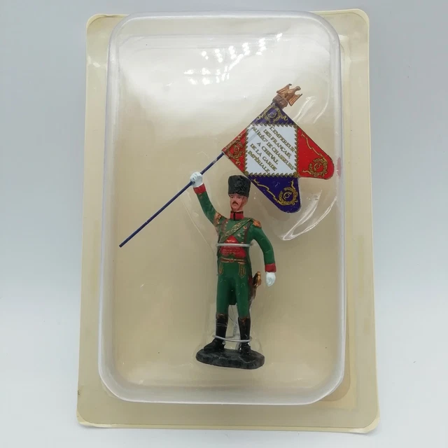 Figurine Militaire Hachette - Porte-drapeau, Chasseurs à Cheval De La Garde Impériale 1814, 75mm