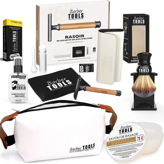 Kit de afeitado - Maquinilla de afeitar de seguridad + 40 cuchillas dobles +