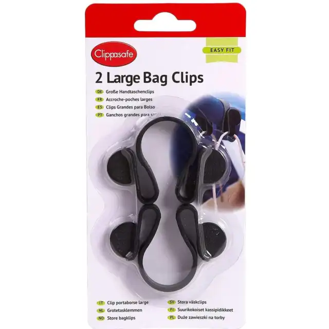 Clippasafe Pram & Stroller/Pushchair Bag Clips 2 Pack XL Travel Accessory NEW