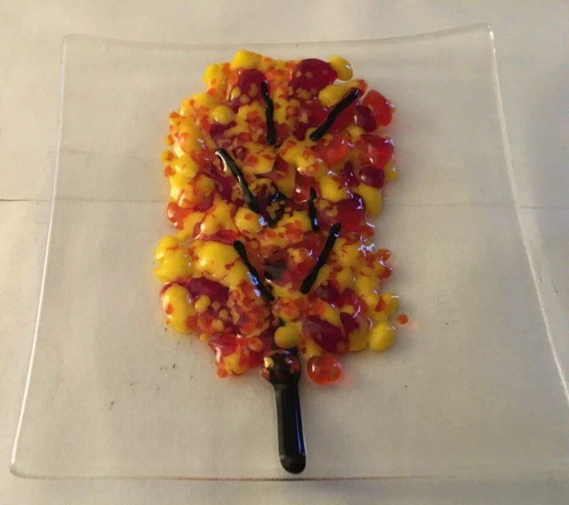 Studio Art Glass - Autumn Tree of Life Small Square 4" Trinket Tray