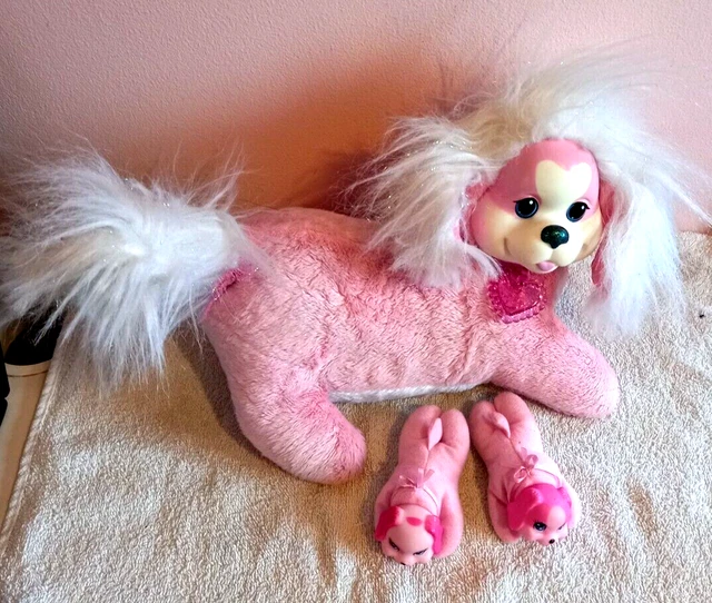 Puppy Surprise Pink & White Dog With 2 Babies Soft Toy Plush 2014 Christmas