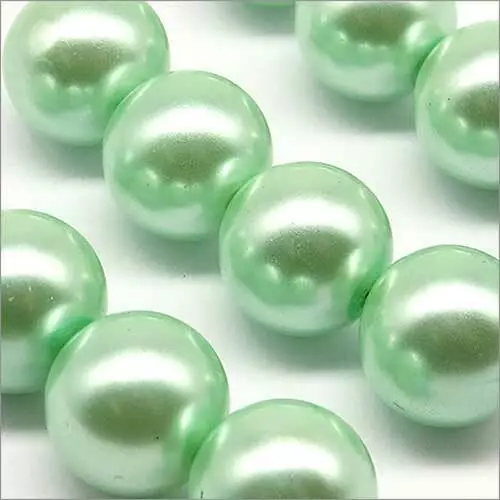 Lot de 10 Perles Nacrées en Verre 12mm Vert Pastel