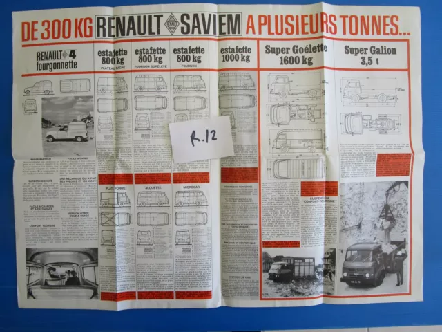 R.12  /  RENAULT :  grand dépliant gamme 1961 ? R4 fourgonnette,estafette ....