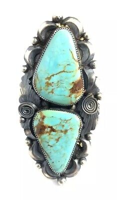 Native American Sterling Silver Navajo Old Look Kingman Turquoise Ring Size 9.5