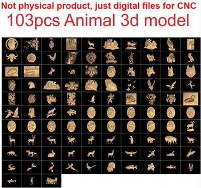 103 pieces Animal 3d model STL relief for cnc carving relief artcam