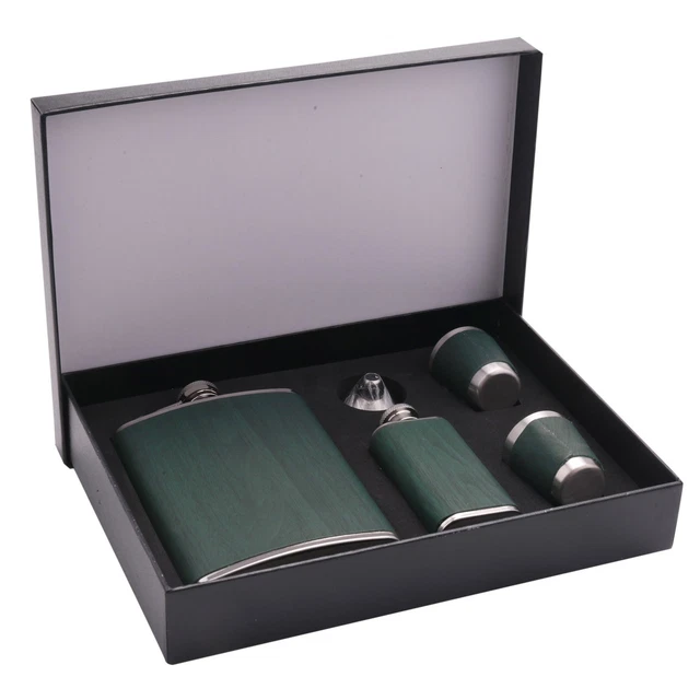 FLACON DE HANCHE en acier inoxydable Gourde Bouteille Pot de vin Étui