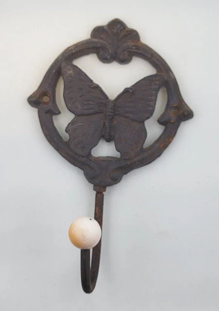 Vintage Cast Iron Style Butterfly Coat Hook Hat Rack Towel GARDEN Plant  Lot #2
