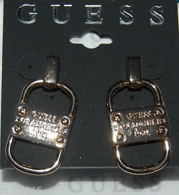 NWT Guess Gold-tone Metal Logo Stamped 'Door-knocker' Style Post Back Earrings 2