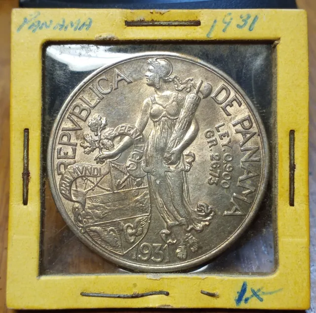 1931 Panama Balboa Silver Coin - High Grade
