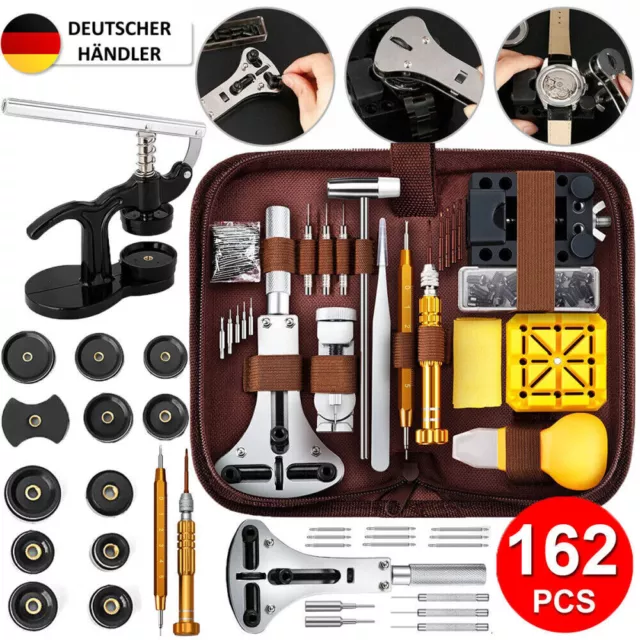 162PCS Uhrenwerkzeug Set Uhr Reparatur Presse Uhrmacherwerkzeug Batteriewechsel