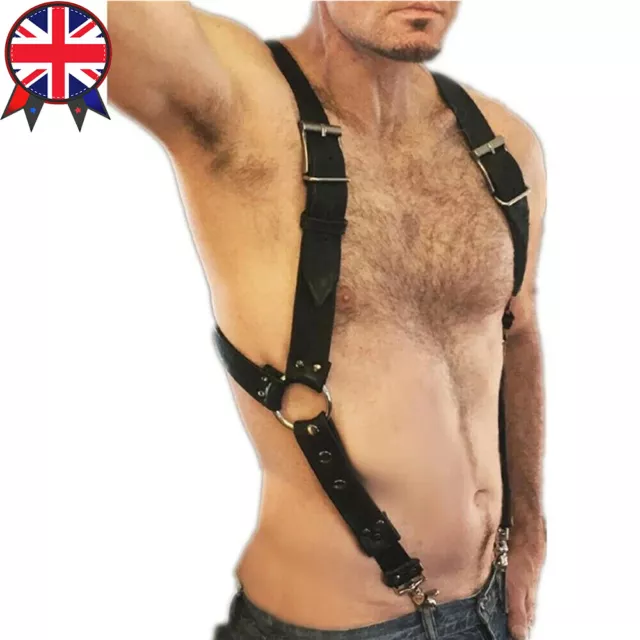 MAN SEXY PUNK Body Bondage Belts Braces Shoulder Straps Clubwear