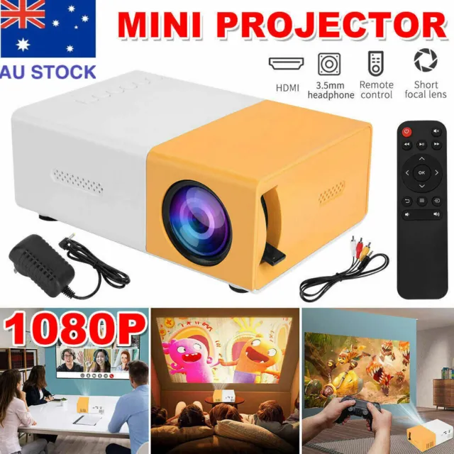 1080P HD Mini HDMI LED USB Home Portable Projector Movie Video Phone Laptop HDMI
