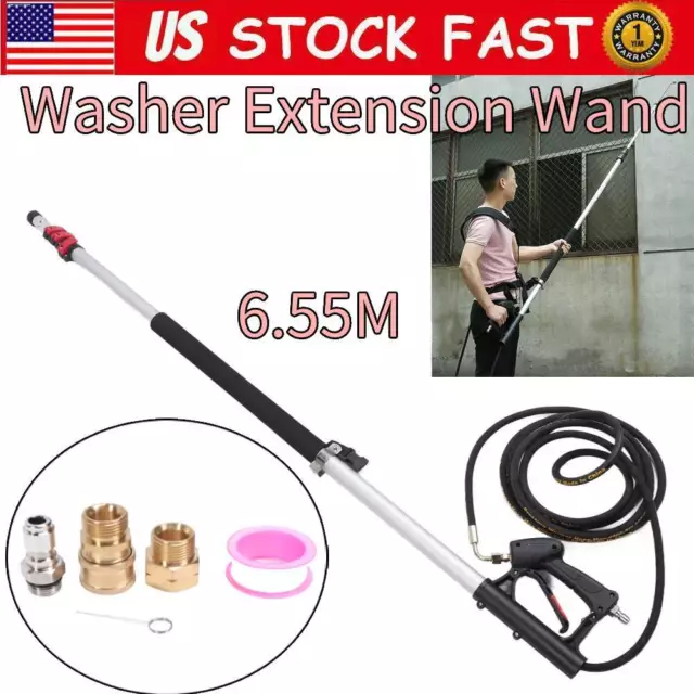 Pressure Washer Extension Wand Telescoping Gutter Cleaner Pole w/5 Nozzle  USA