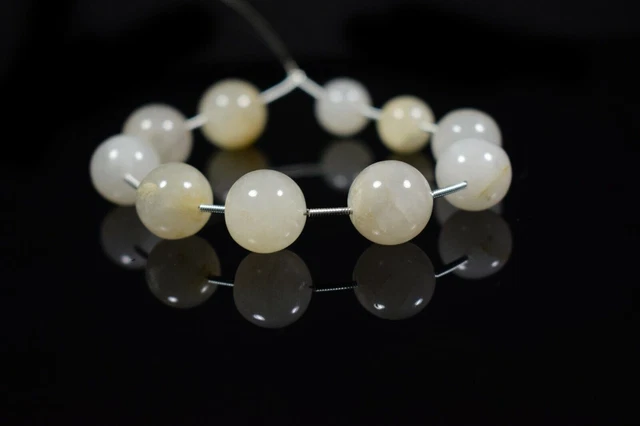 11-13MM Natural Golden Rutile Round Plain Gemstone 7.5" Loose Beads For Jewelry
