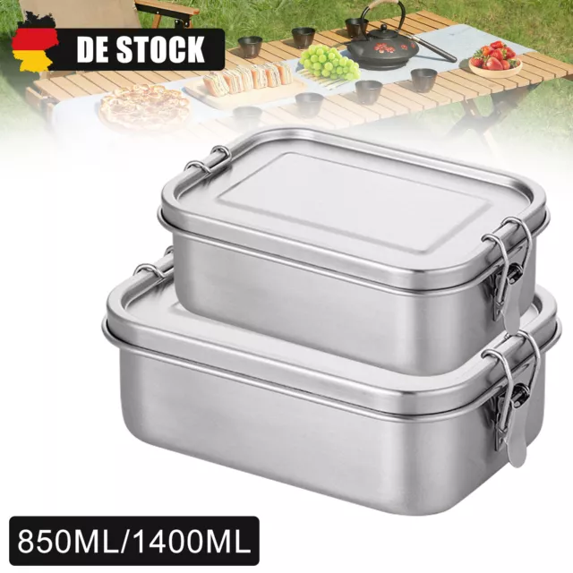 850ml/1400ml Brotdose Brotdosen Edelstahl Lunchbox BPA frei mit Fächern