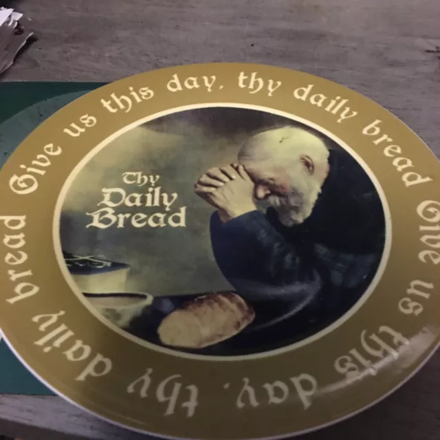 Vintage Bread Plate Man Saying Grace Thy Daily Bread Enstrom Religious Praying
