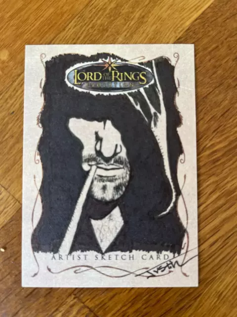 Topps Lord of the Rings Evolution 1/1 Sketch Card Aragorn by Justin Chung