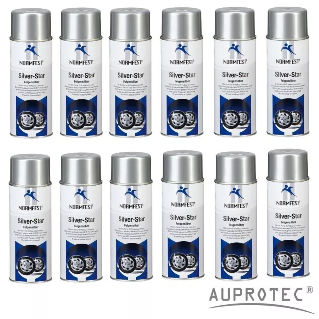 Spray Peinture Silver Étoile Jantes Argent Vernis de Voiture 12x 400ml