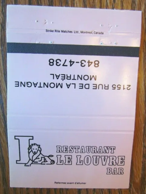 Restaurant 40 Strikes Matchbook Matchcover: Le Louvre (Montreal, Quebec) -E9