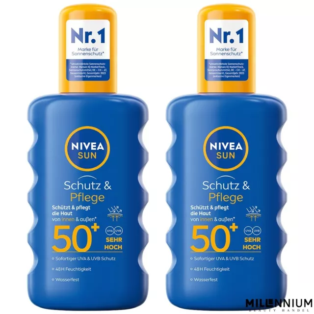 NIVEA SUN Schutz & Pflege Sonnenspray LSF 50+ 2x 200ml Wasserfest UVA UVB Schutz