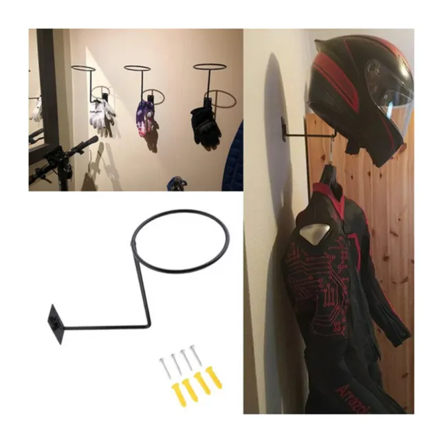 Practical Wall Mount Rack Space Saver Bike Motorcycle Hats Holder (Black)