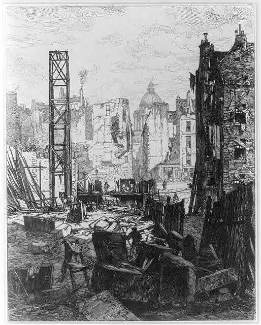 D�molitions pour le percement du Boulevard St. Germain,Paris,France,1870s