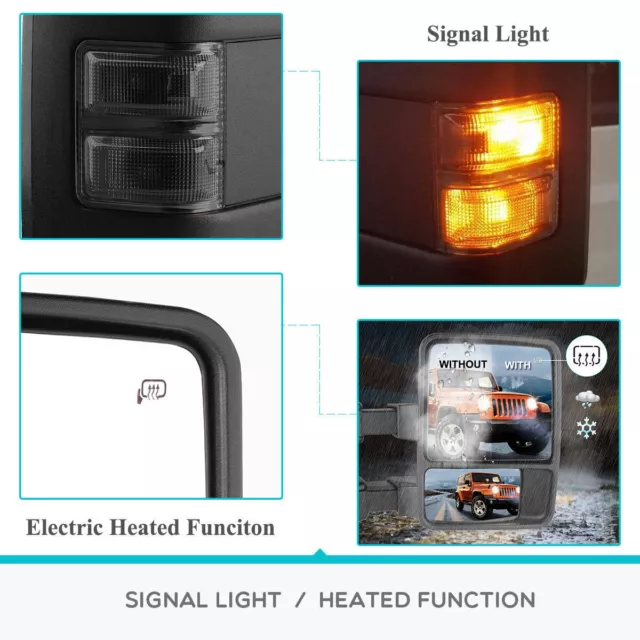 Chrome Power Heated Tow Mirrors for 99-07 Ford F250-F550 Super Duty Turn Signal 3