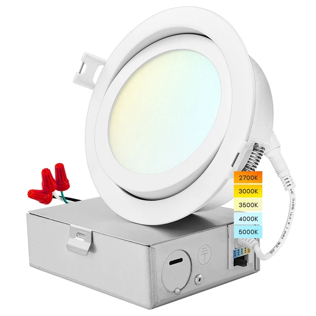 LUXRITE 4 INCH Gimbal LED Recessed Light 5 CCT 2700K5000K 12W 950LM