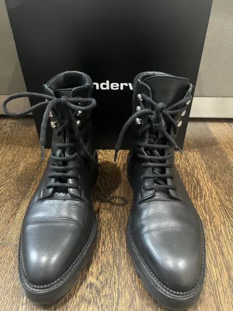 Alexander Wang Andy Hiker Boots Black Leather Size 40 Lace Up Combat Ankle