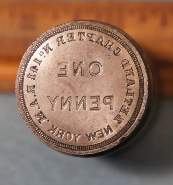 Antique NEW YORK NY Zetland Chapter 141 RAM MASONIC PENNY Stamping Die TP202