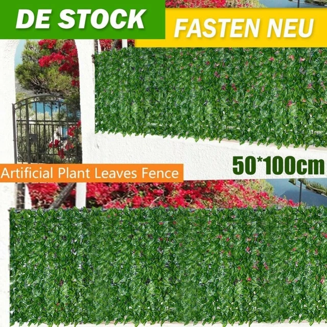 Künstliche Efeu-Hecke Sichtschutzzaun künstliche Blätter Balkonzaun 3 * 1M