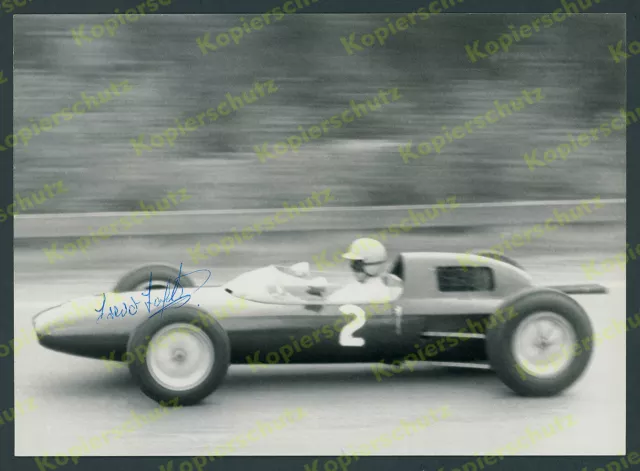 sign. Foto Rennfahrer Trevor Taylor Autogramm Lotus 24 Motorsport Solitude 1962