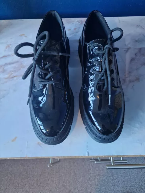 next smart black patent lace up shoes size 6 .5 new comfort sole and footbed